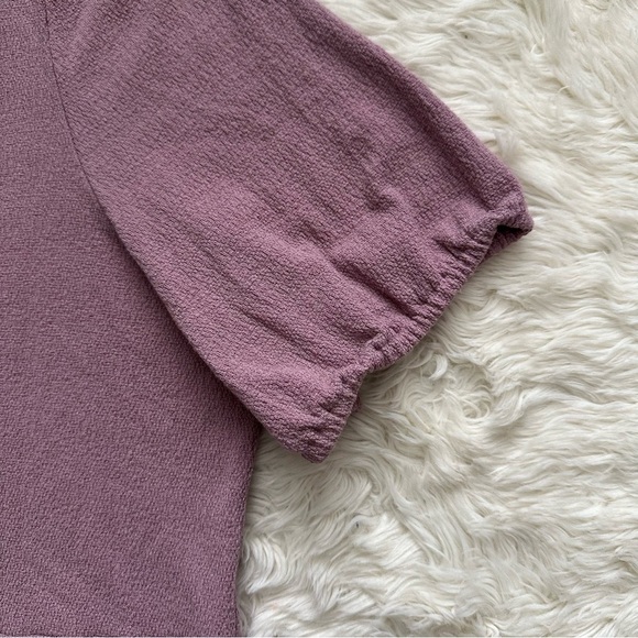 Madewell Dress Cross-Front Button Short Sleeve Mini Textured Purple 2X - Picture 7 of 12